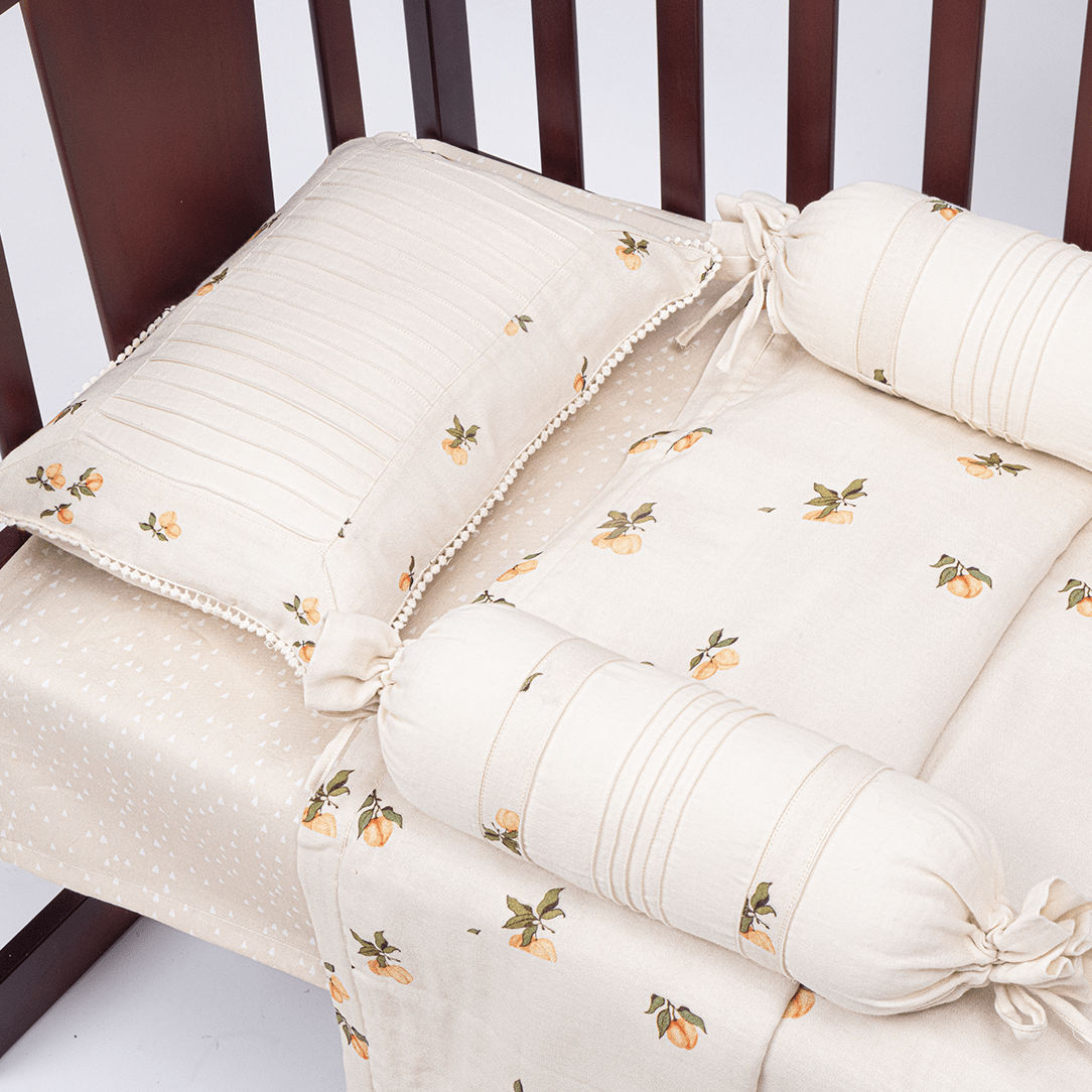 Peach Play Muslin Cot Bedding Set with blanket